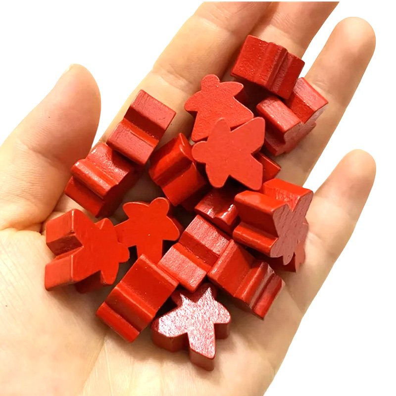 Veelkleurige houten meeple speelaccessoires