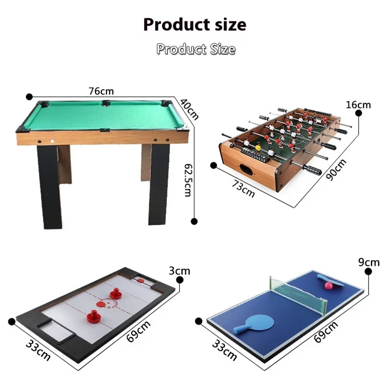 4-in-1 multigametafel met tafelvoetbal, airhockey, tafeltennis en pool