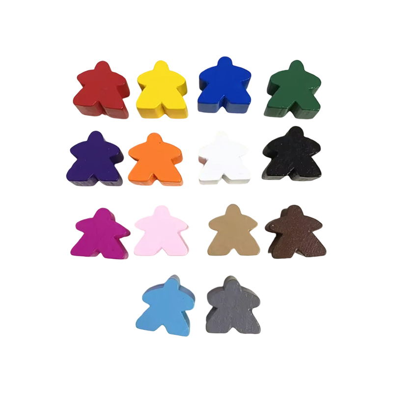 Veelkleurige houten meeple speelaccessoires