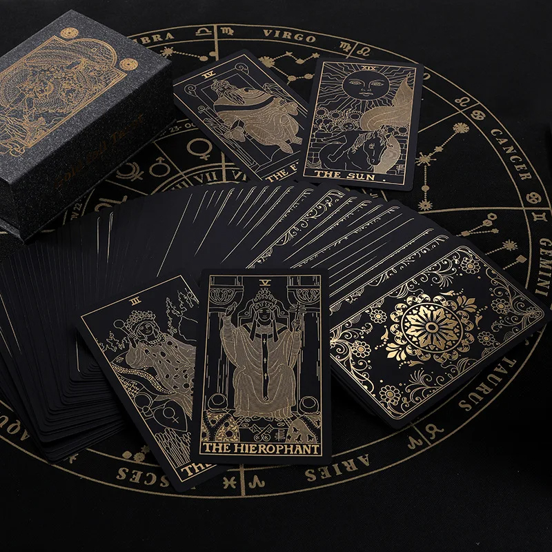 Zwarte PVC klassieke tarotkaarten