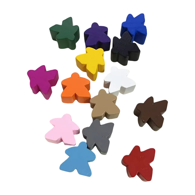 Veelkleurige houten meeple speelaccessoires