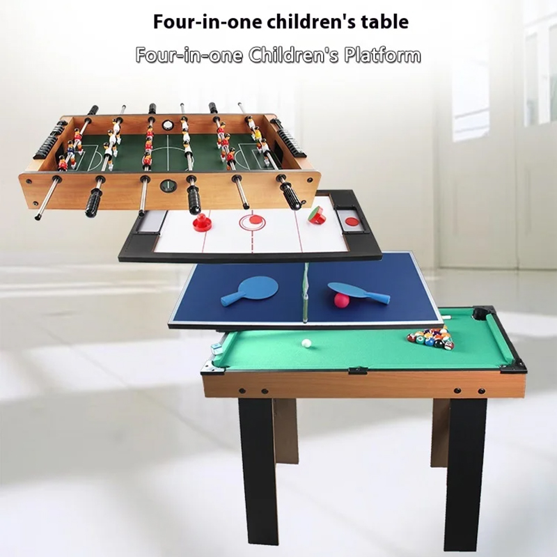 4-in-1 multigametafel met tafelvoetbal, airhockey, tafeltennis en pool