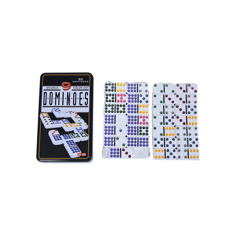 Color Dot Double Nine blikken doos Precision Domino's