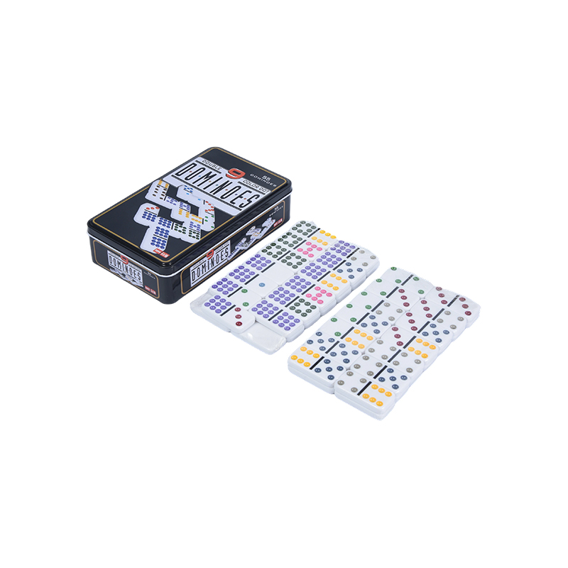 Color Dot Double Nine blikken doos Precision Domino's