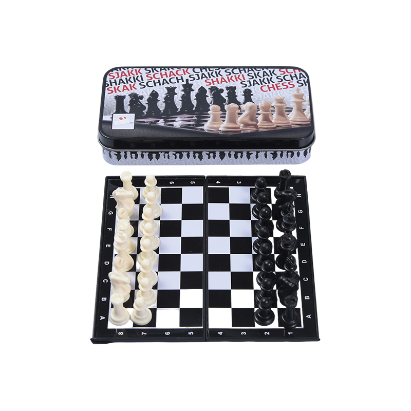 Mini blikken doos schaakspel