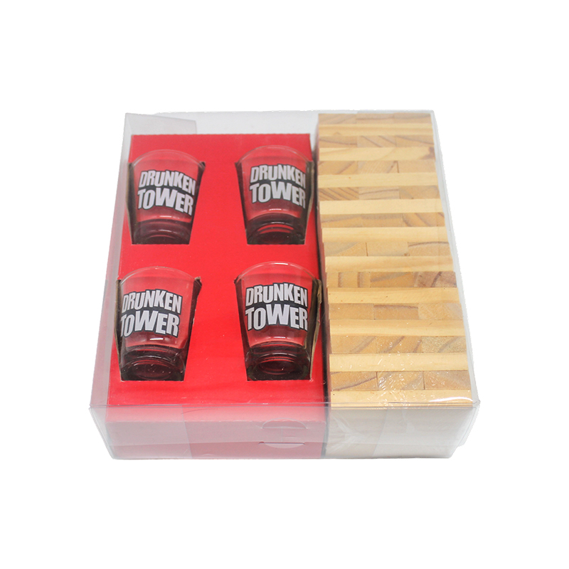 Houten Jenga Drinkset met Shotglaasjes