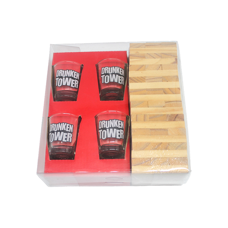 Houten Jenga Drinkset met Shotglaasjes