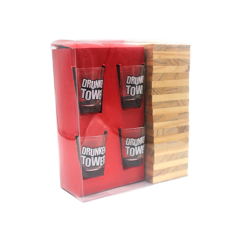 Houten Jenga Drinkset met Shotglaasjes