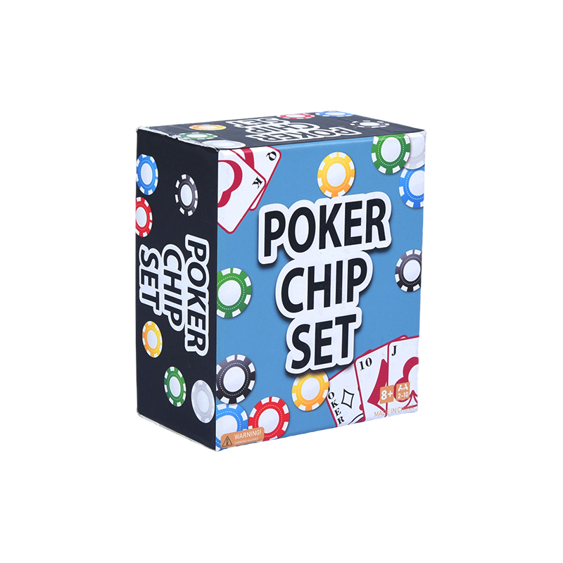 Compleet met gekleurde fiches, speelkaarten en dobbelsteenpokerchipset