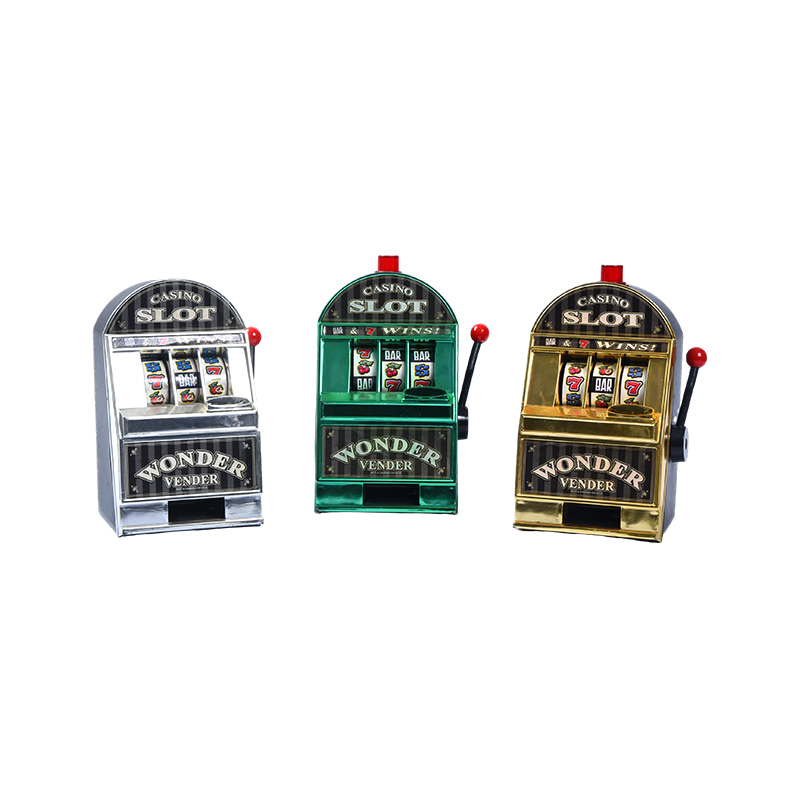 Vintage-stijl miniatuur casino-eenarmige bandiet – set van drie (zilver, groen, goud)