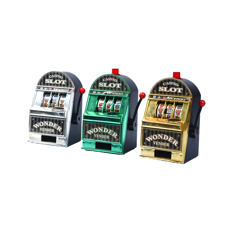 Vintage-stijl miniatuur casino-eenarmige bandiet – set van drie (zilver, groen, goud)