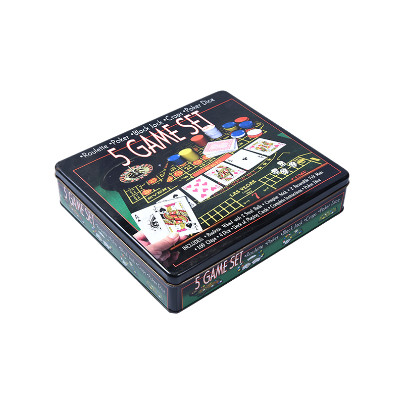 5-in-1 casinospelset van metaalblikken