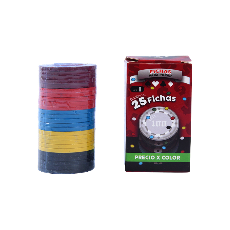 Color Poker Chips Set – 25-delige geassorteerde kleurenchips in verpakking