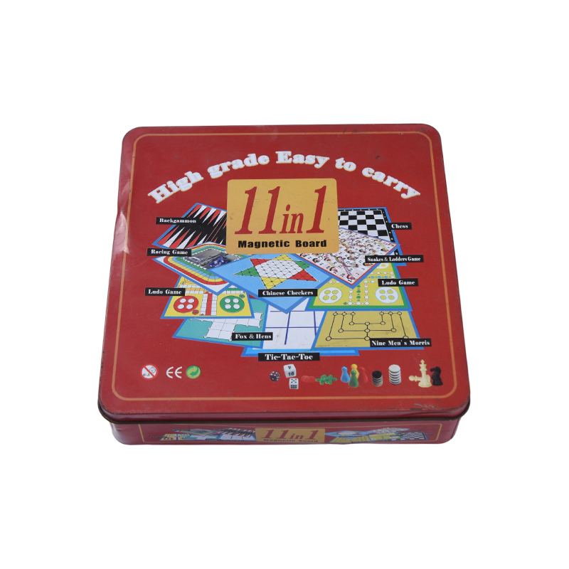 11-in-1 magnetisch bordspel in rood metalen blik
