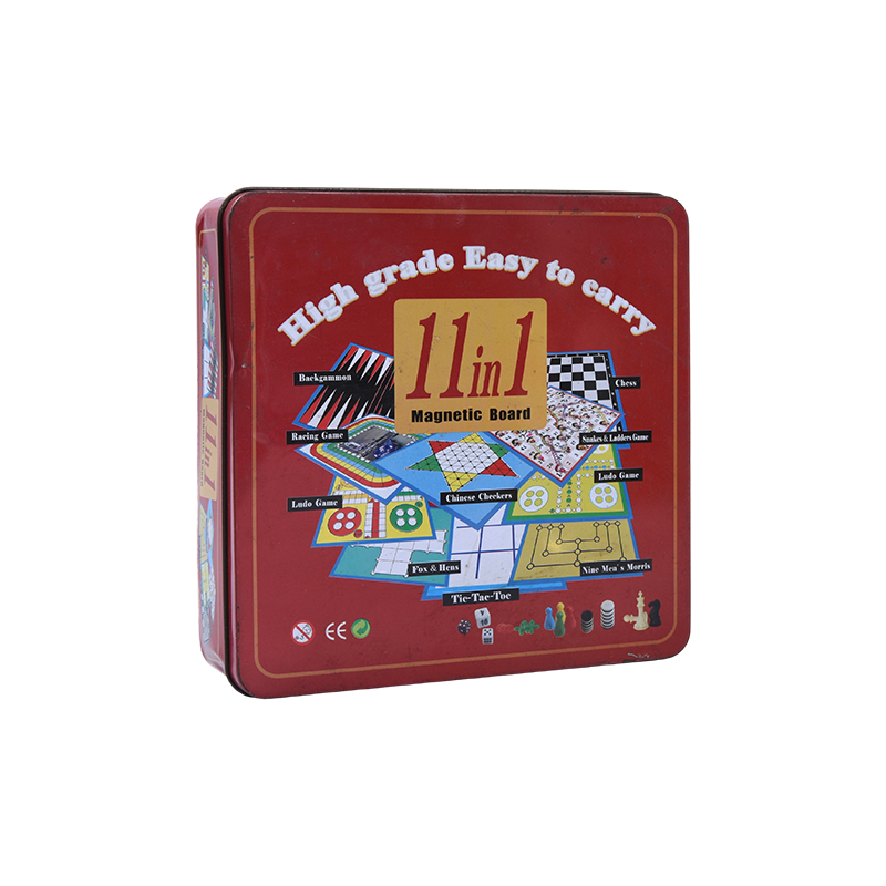 11-in-1 magnetisch bordspel in rood metalen blik