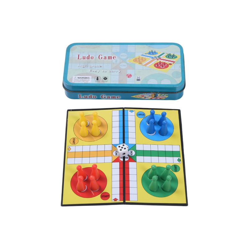 Metalen blikken doosje Draagbare Ludo-spelset