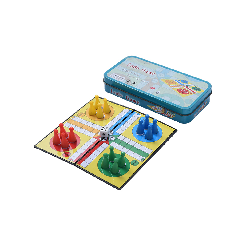 Metalen blikken doosje Draagbare Ludo-spelset