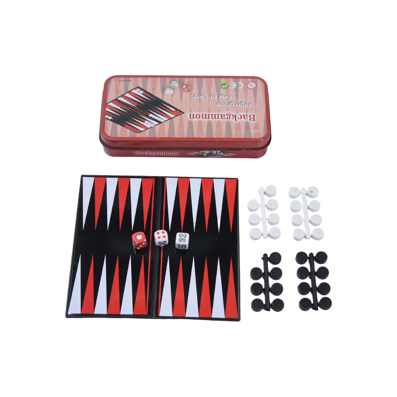 Draagbare backgammon-spelset van metaal