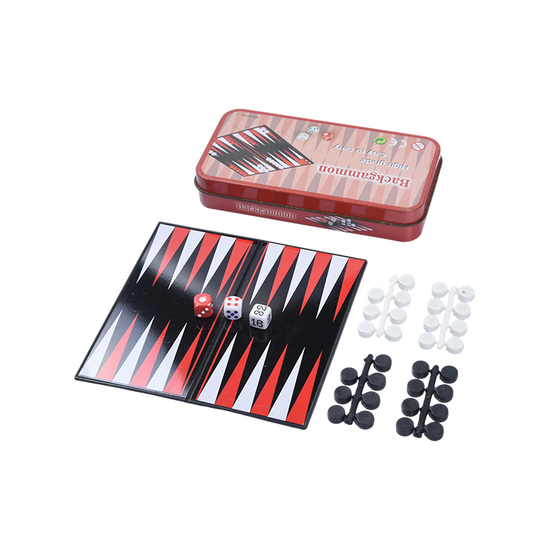 Draagbare backgammon-spelset van metaal