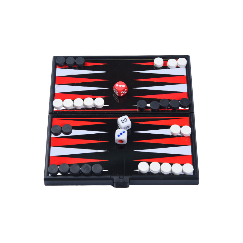 Draagbare magnetische dubbelzijdige backgammon-spelset