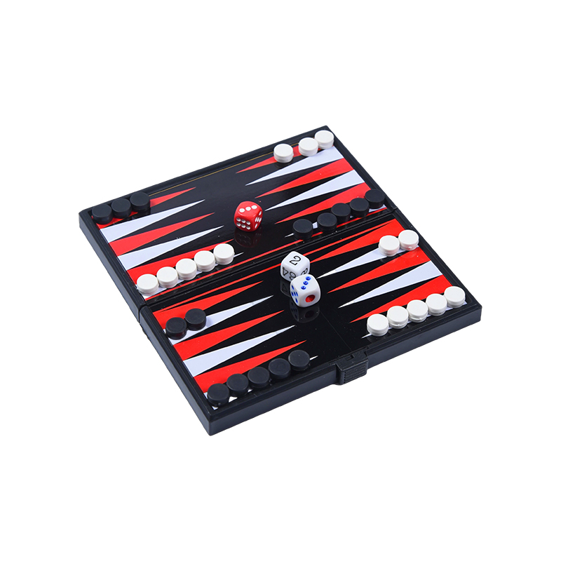 Draagbare magnetische dubbelzijdige backgammon-spelset