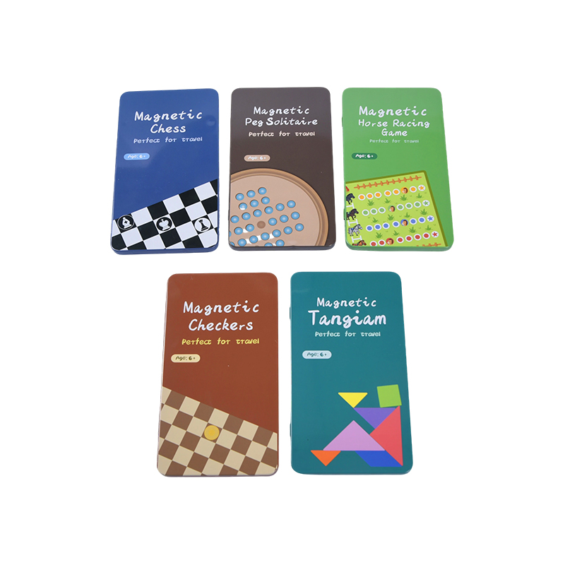 5-in-1 draagbare blikken spellencollectie Magnetische reisset voor meerdere spellen