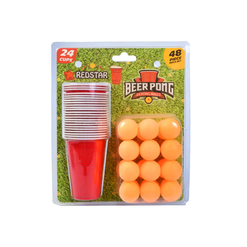 Redstar Beerpongset - 24 kopjes en 24 pongballen (48-delige megaset)