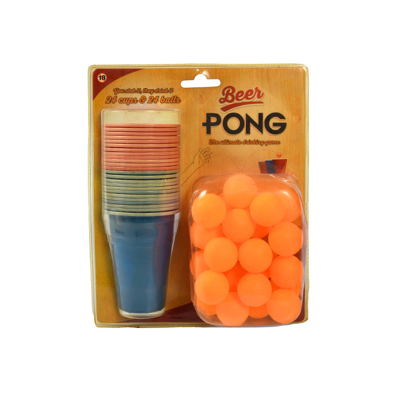 24 kopjes en 24 ballen voor ultieme partyplezier Beer Pong-spelset