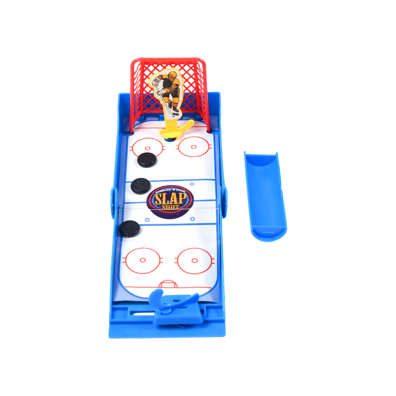 Compact desktop-ijshockey met veergeladen Slap Shot mini-hockeyspel met launcher