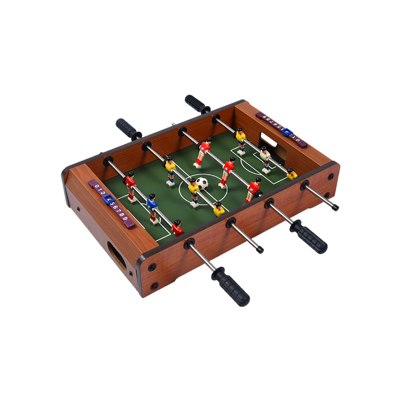 Compact desktopvoetbalspel met levendige spelers Houten mini-tafelvoetbaltafel