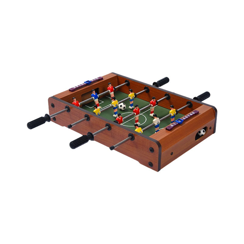 Compact desktopvoetbalspel met levendige spelers Houten mini-tafelvoetbaltafel